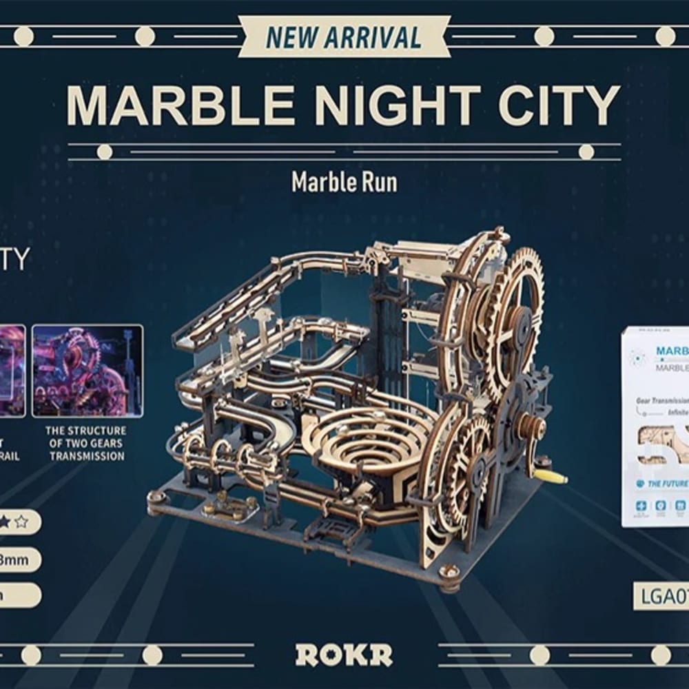 ROKR Marble Night City 3D Wooden Puzzle Waterwheel Model 